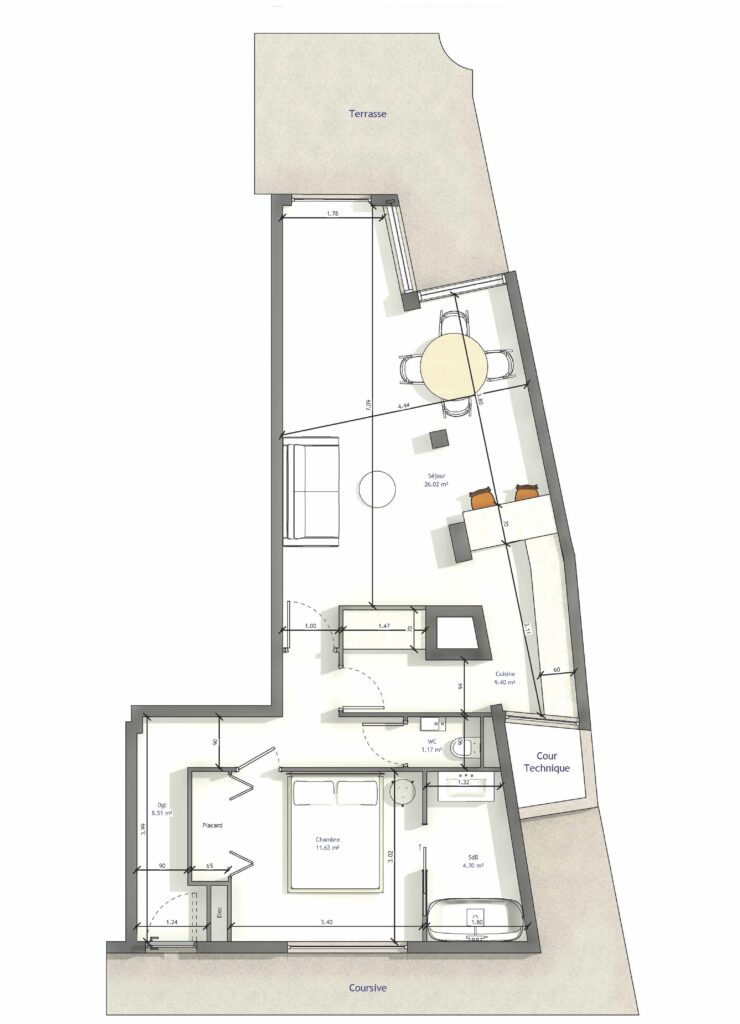 architecte cannes réaménagement d'un appartement plan 2