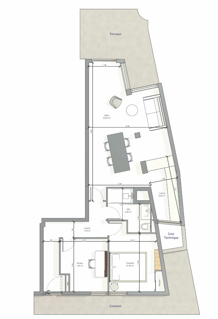 architecte cannes réaménagement d'un appartement plan 1